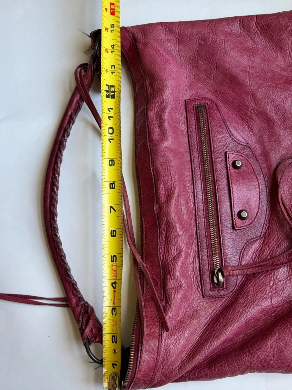 Balenciaga 06 Red Grenat Lambskin Leather Classic Day Hobo Handbag Purse Mirror